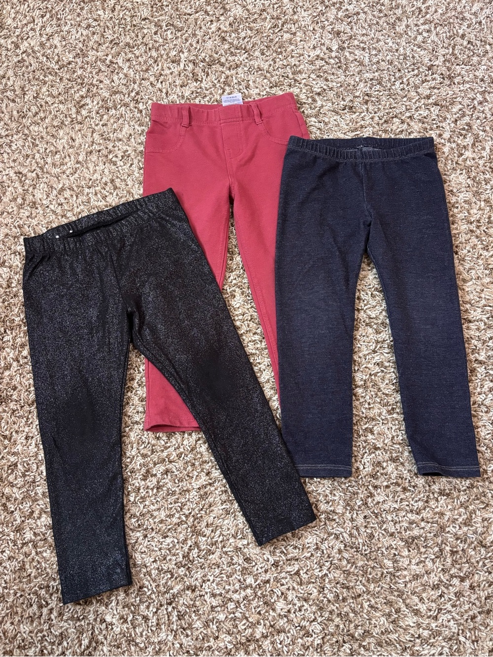 Girls' Leggings - Black, Navy, and Burgundy Pack